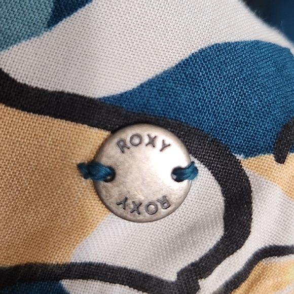 ROXY MIDI SPAGHETTI STRAP FLORAL TROPICAL TURQUOISE DRESS SZ M - Picture 9 of 10